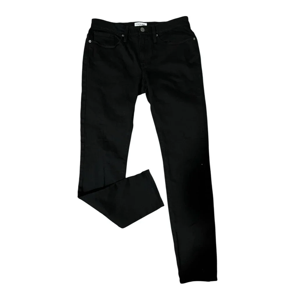 FRAME Le Homme Skinny Jeans Black Stretch Denim Mid Rise Slim Fit 32x30
